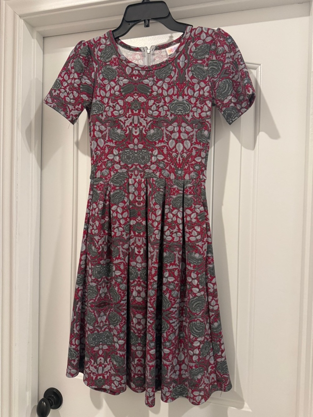 LuLaRoe Burgundy & Gray Fit-and-Flare Dress
